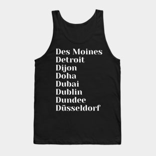 City Names starting with D, Mug, Pin, Tote, Tank Top